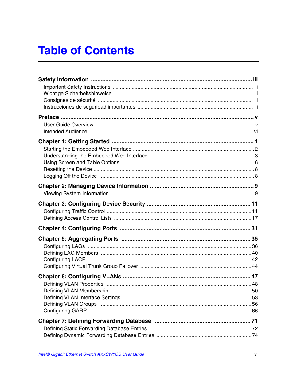 Intel AXXSW1GB User Manual | Page 7 / 220