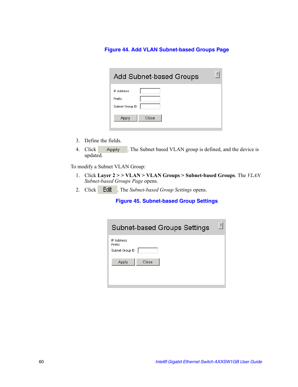 The subnet-based group settings | Intel AXXSW1GB User Manual | Page 73 / 220