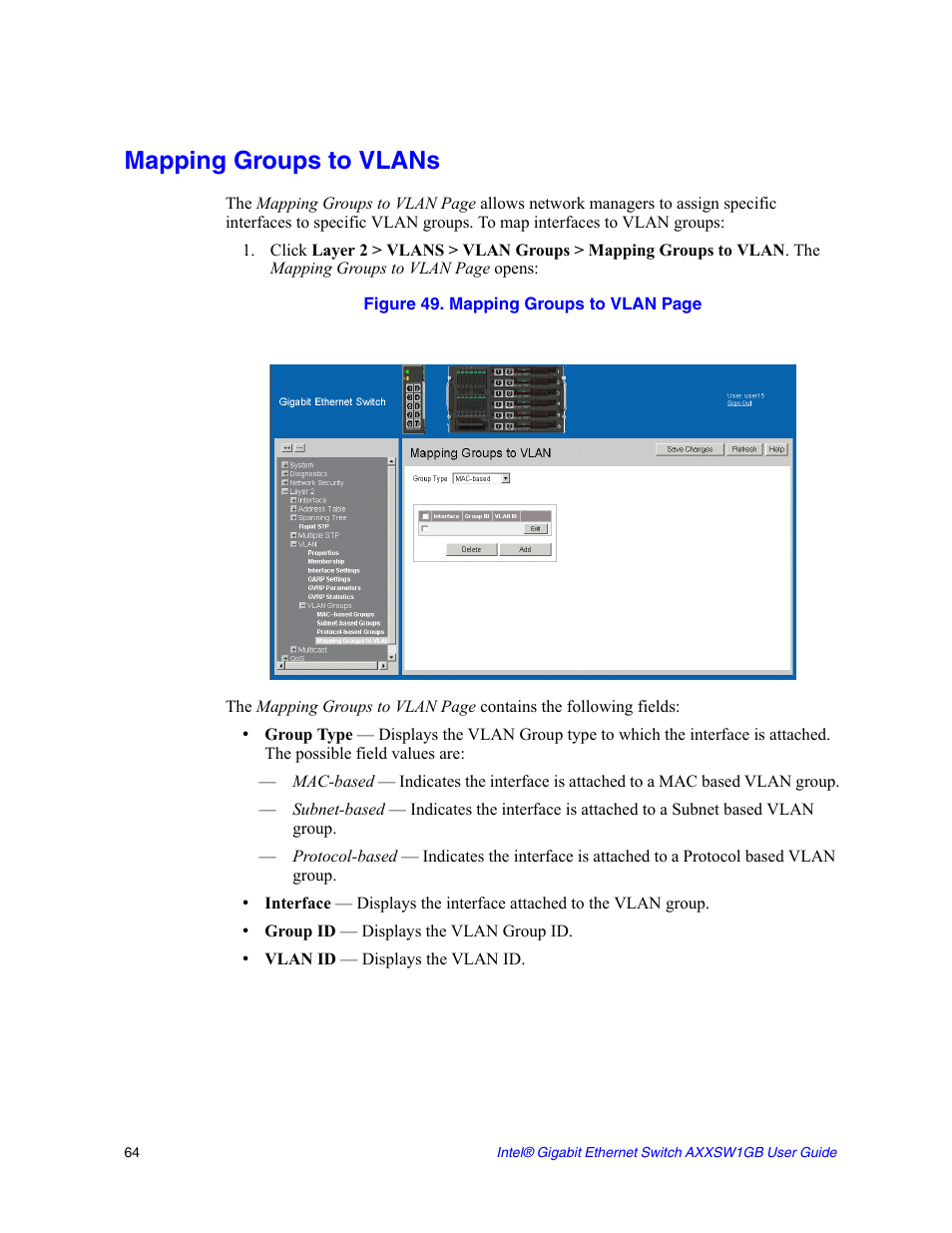 Mapping groups to vlans | Intel AXXSW1GB User Manual | Page 77 / 220