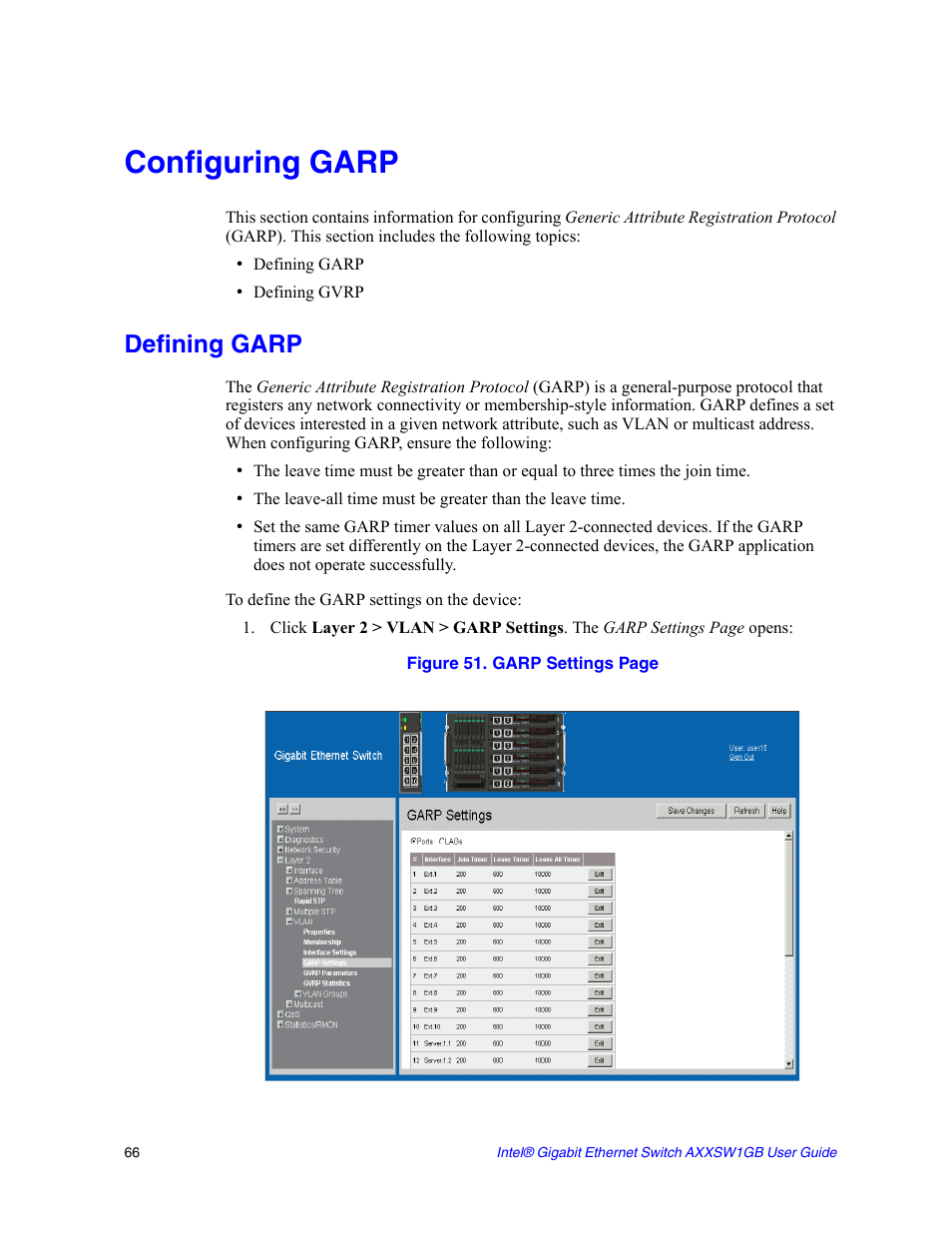 Configuring garp, Defining garp | Intel AXXSW1GB User Manual | Page 79 / 220