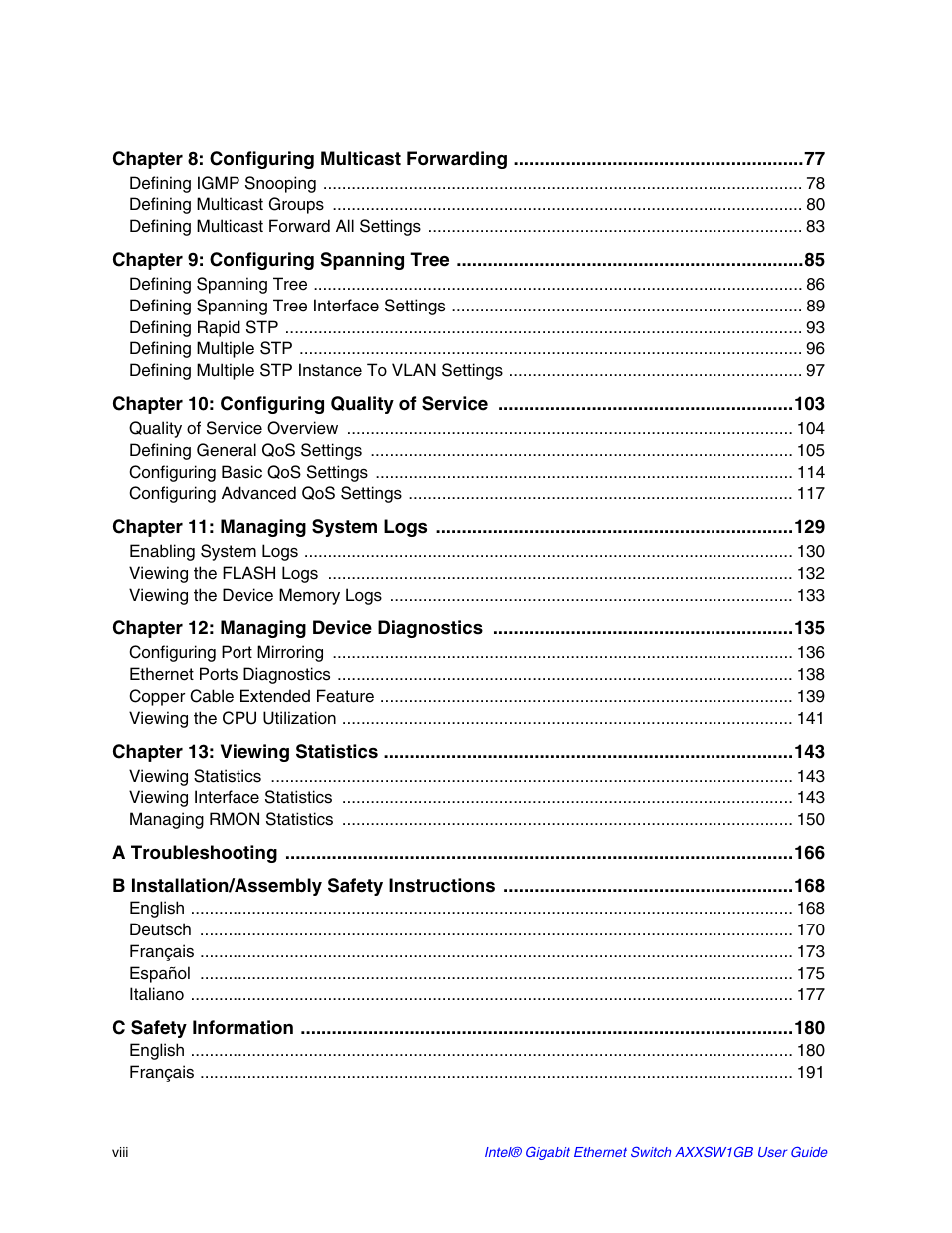 Intel AXXSW1GB User Manual | Page 8 / 220