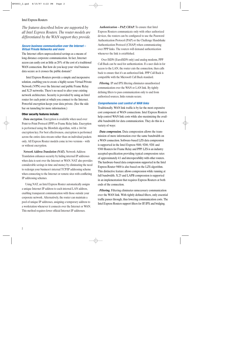 Intel Express Routers 9000 User Manual | Page 2 / 8