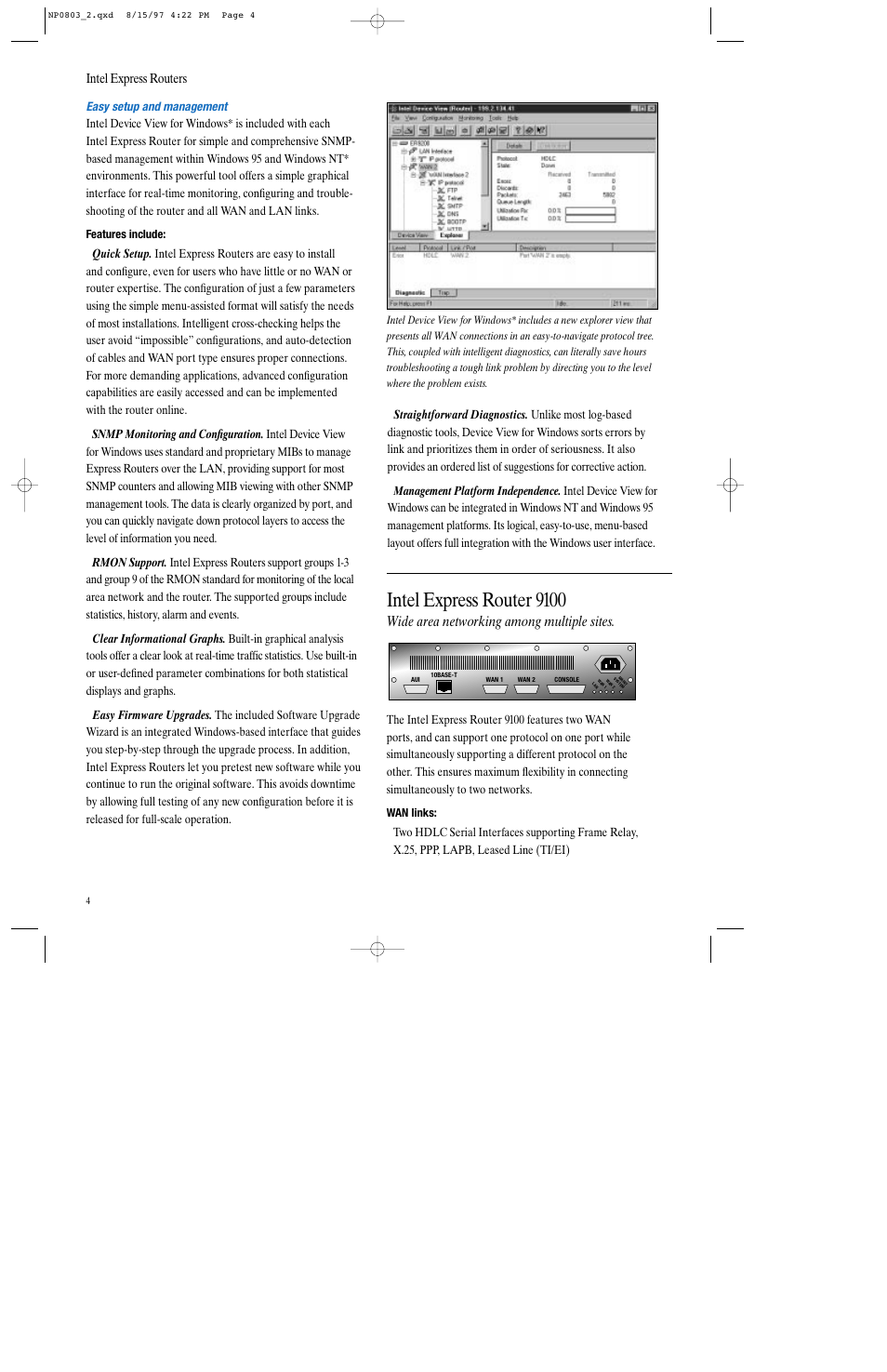 Intel express router 9100, Wide area networking among multiple sites, Intel express routers | Intel Express Routers 9000 User Manual | Page 4 / 8