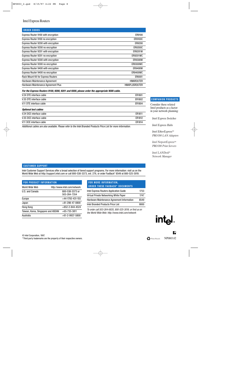 Intel express routers | Intel Express Routers 9000 User Manual | Page 8 / 8