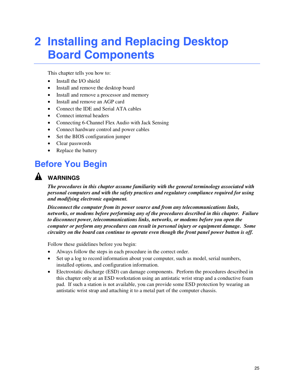 Before you begin | Intel D865GBF User Manual | Page 25 / 94