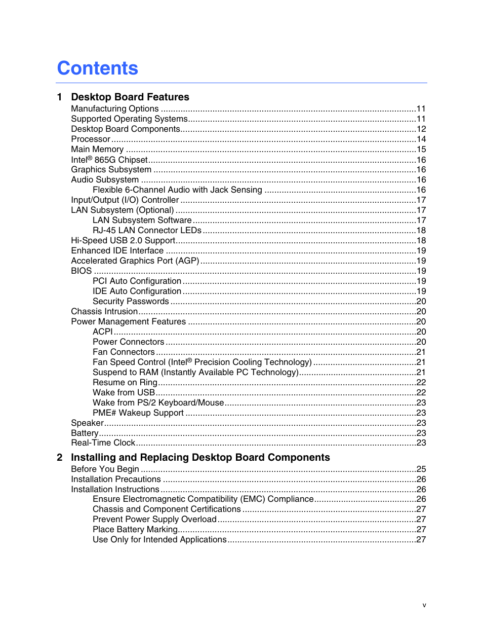 Intel D865GBF User Manual | Page 5 / 94