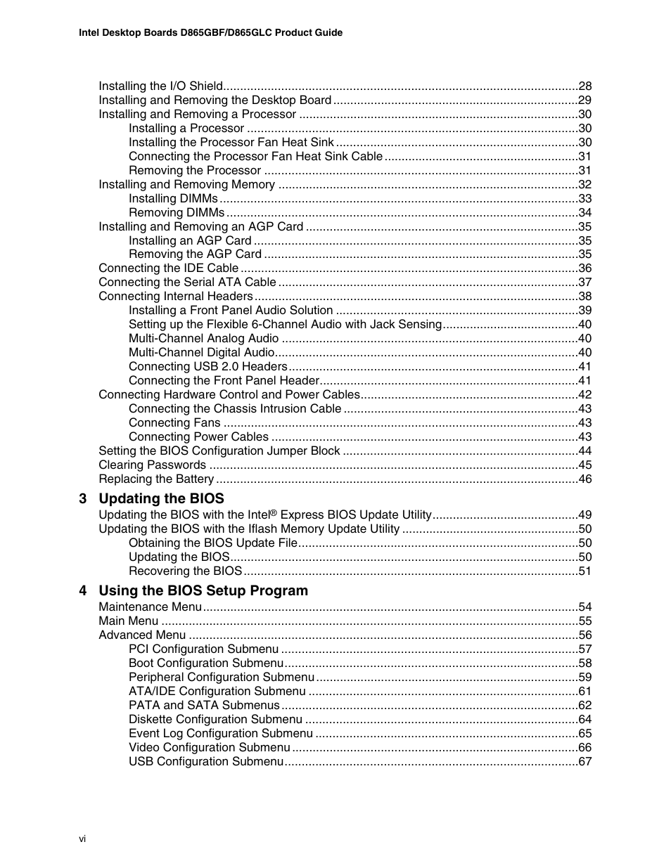 Intel D865GBF User Manual | Page 6 / 94