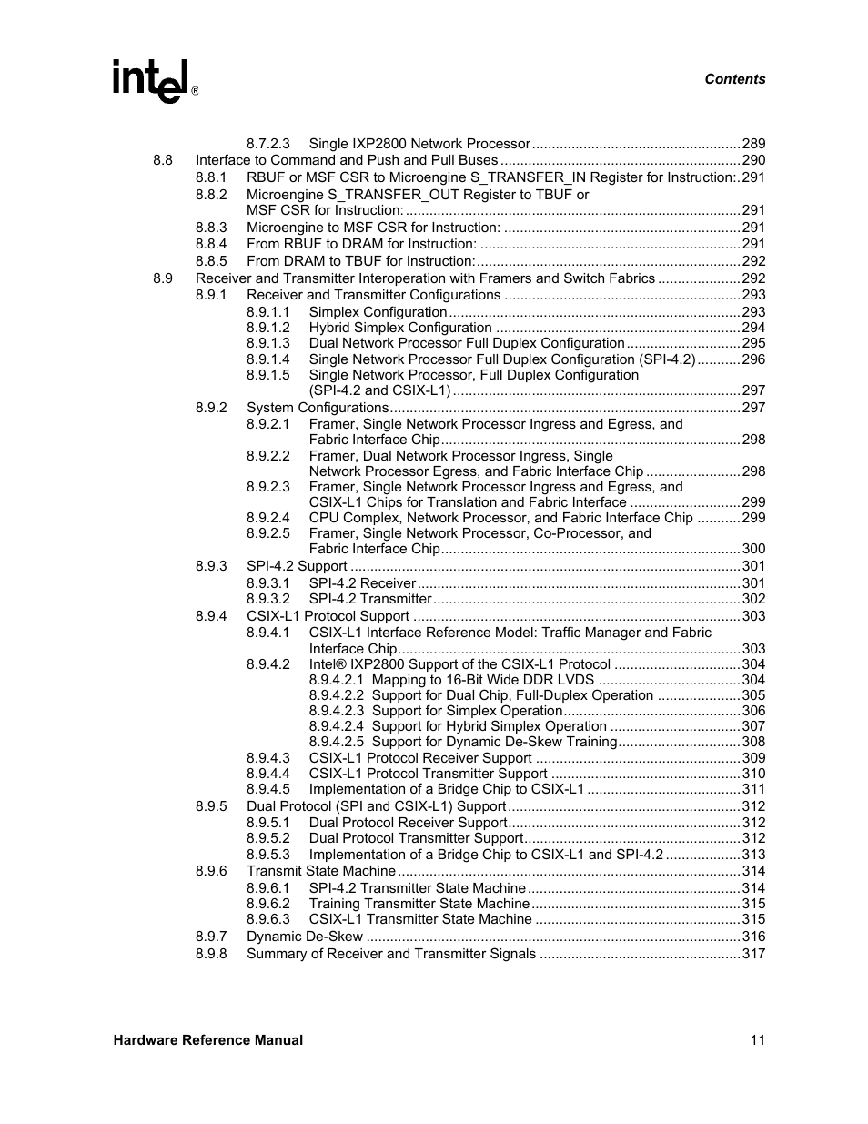 Intel NETWORK PROCESSOR IXP2800 User Manual | Page 11 / 430