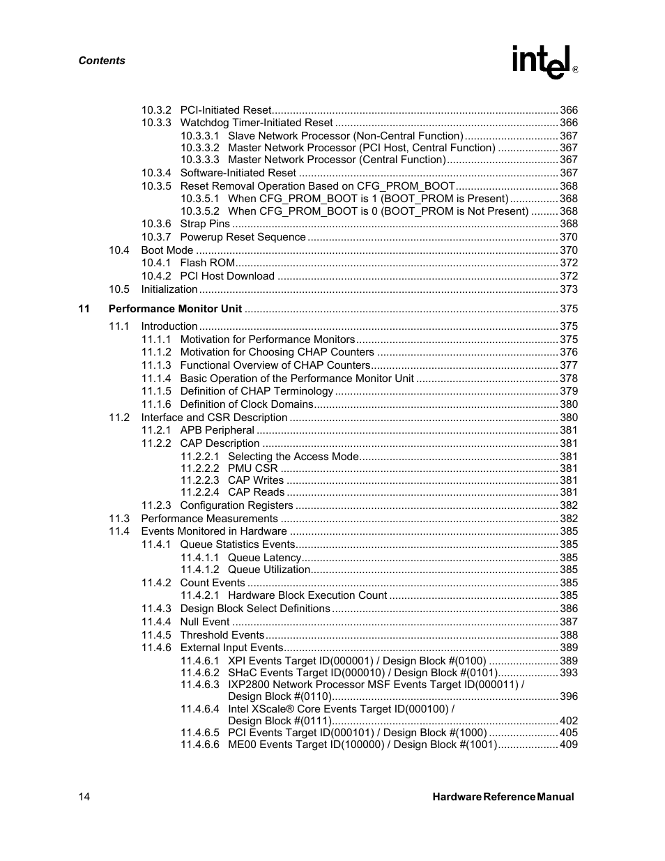 Intel NETWORK PROCESSOR IXP2800 User Manual | Page 14 / 430