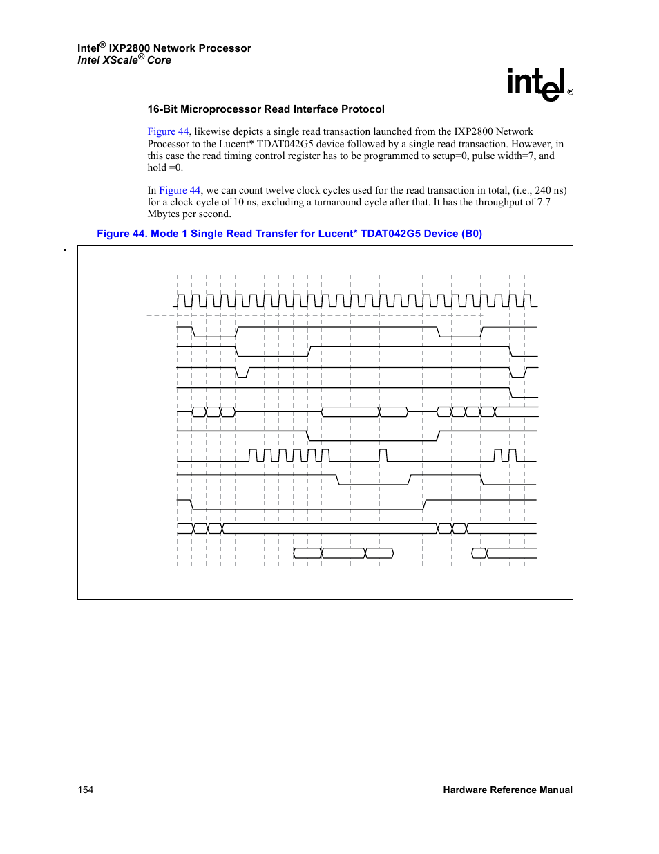 Intel, Ixp2800 network processor intel xscale, 154 hardware reference manual | Intel NETWORK PROCESSOR IXP2800 User Manual | Page 154 / 430