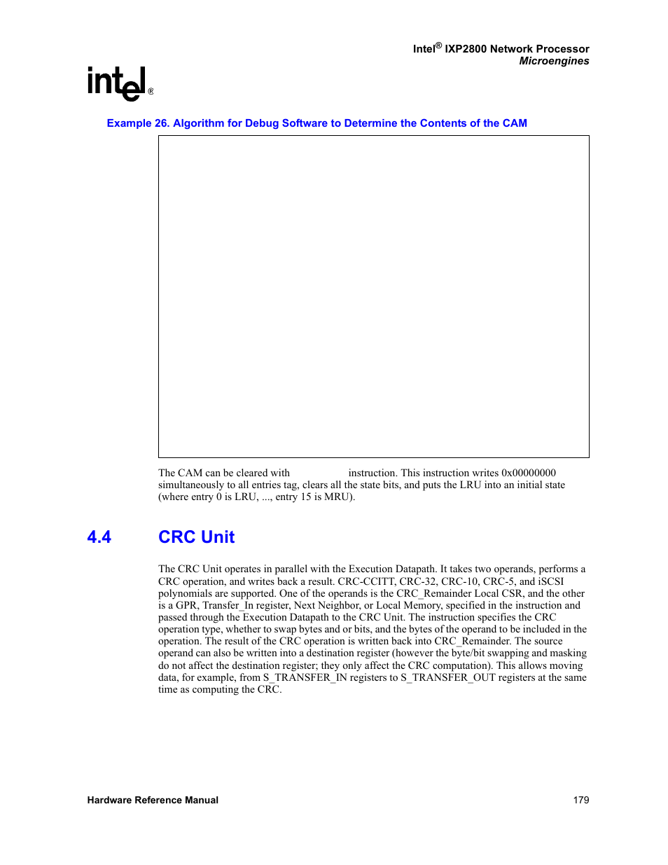 4 crc unit, Crc unit | Intel NETWORK PROCESSOR IXP2800 User Manual | Page 179 / 430