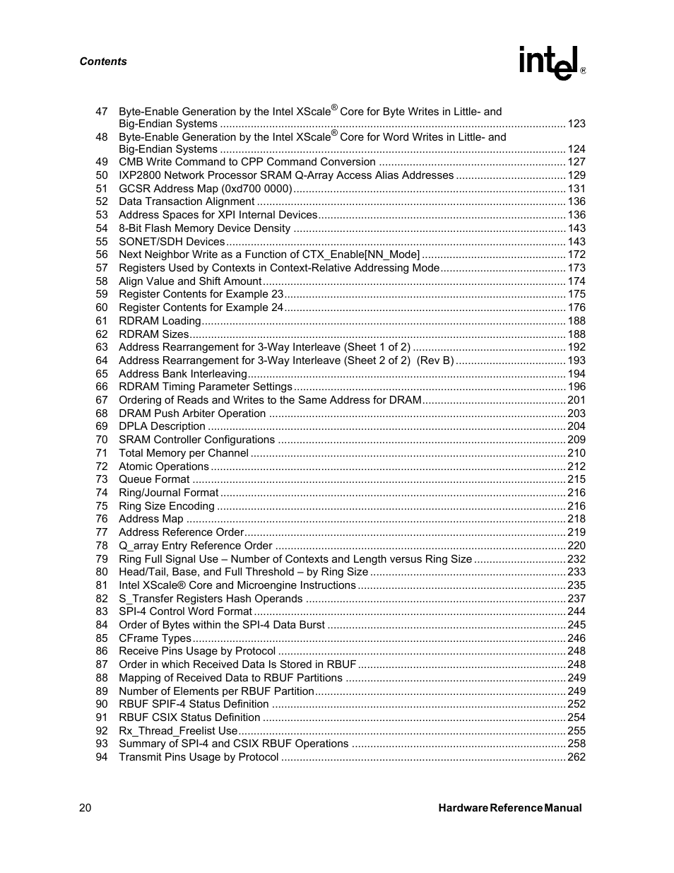 Intel NETWORK PROCESSOR IXP2800 User Manual | Page 20 / 430