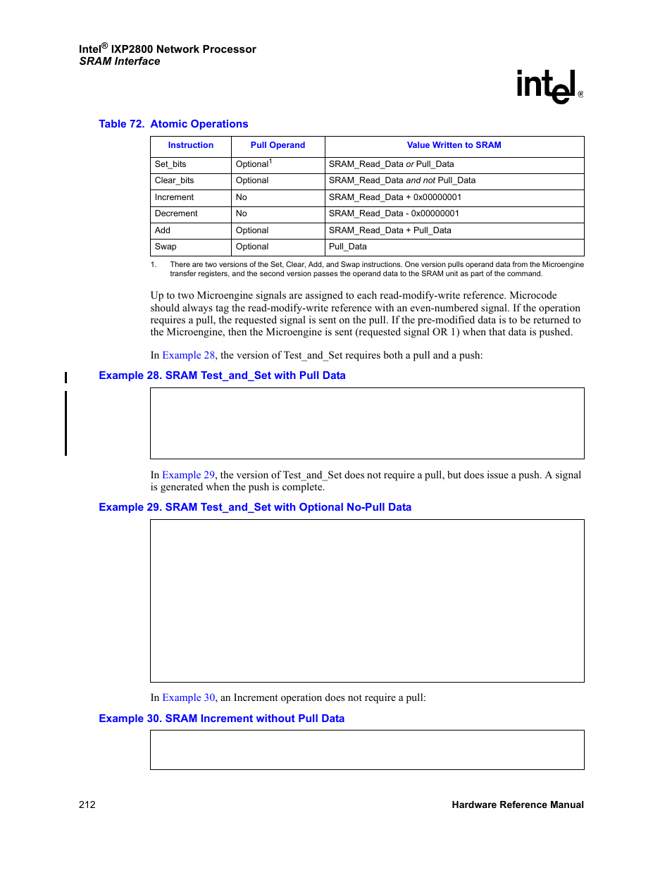 72 atomic operations | Intel NETWORK PROCESSOR IXP2800 User Manual | Page 212 / 430