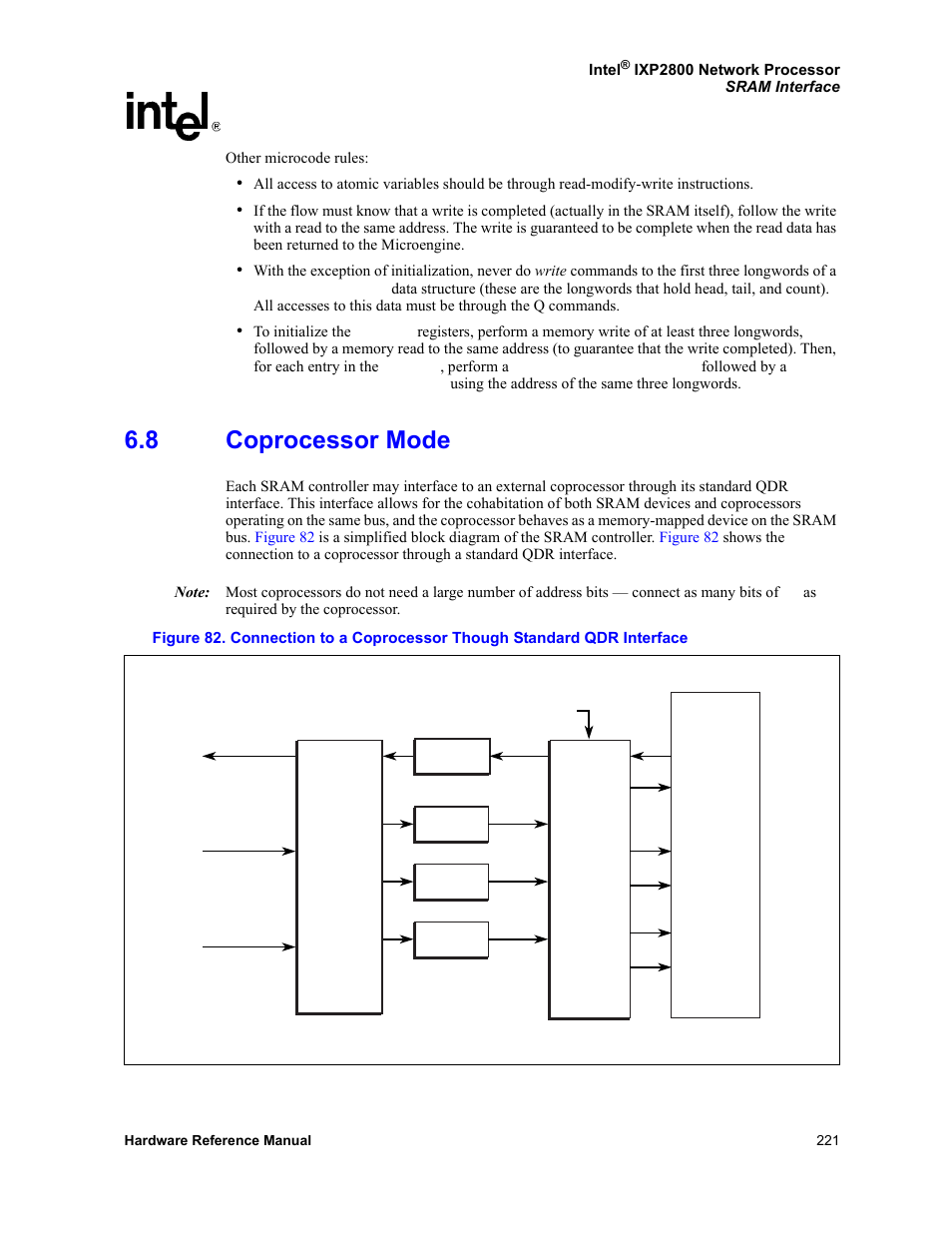 8 coprocessor mode, Coprocessor mode | Intel NETWORK PROCESSOR IXP2800 User Manual | Page 221 / 430