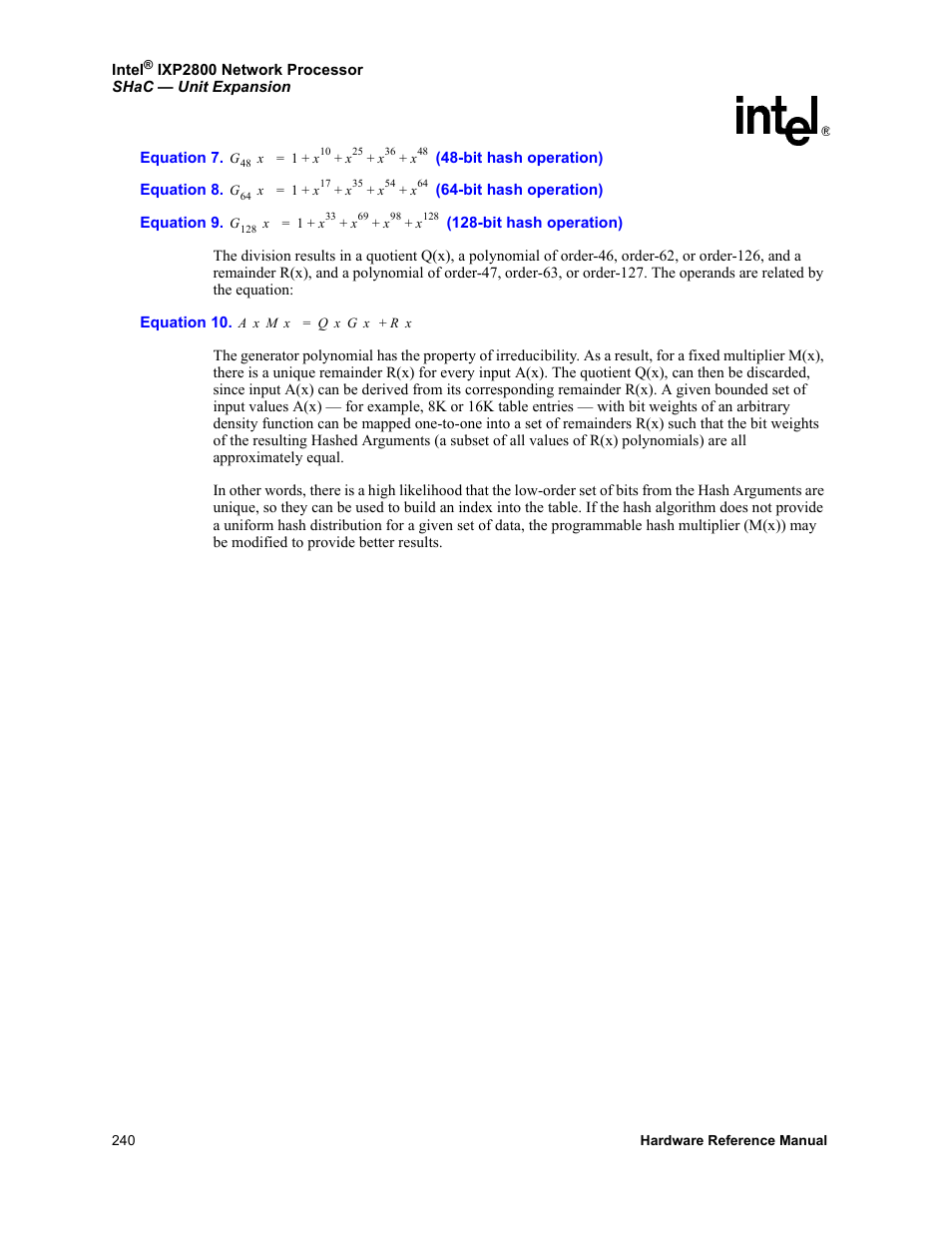 Intel NETWORK PROCESSOR IXP2800 User Manual | Page 240 / 430