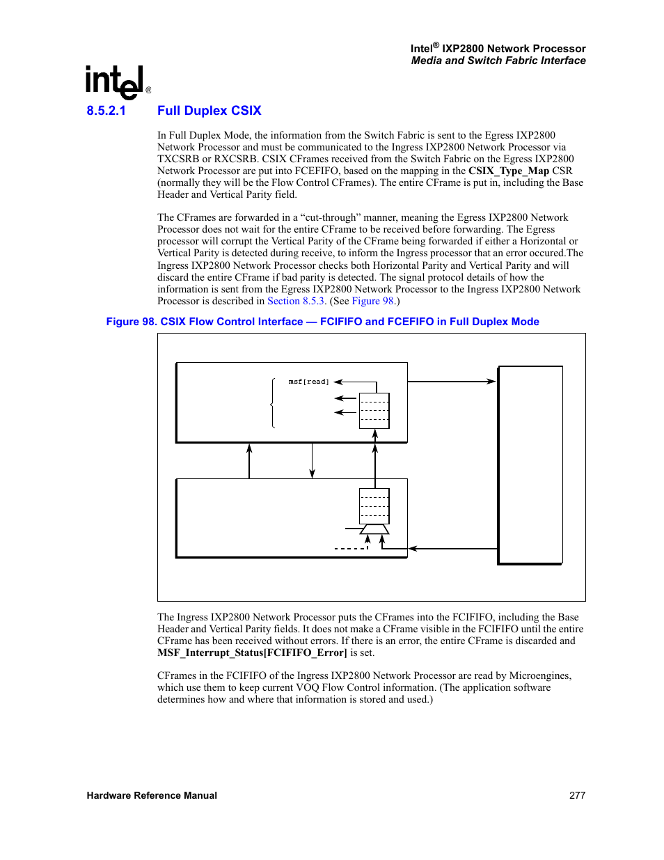 1 full duplex csix, Full duplex csix | Intel NETWORK PROCESSOR IXP2800 User Manual | Page 277 / 430