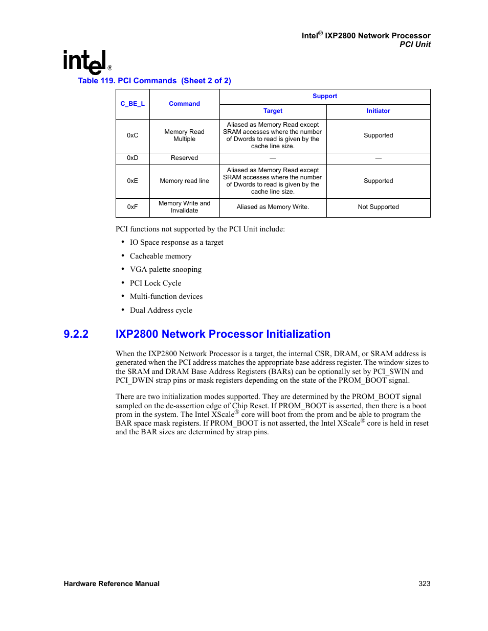 2 ixp2800 network processor initialization, Ixp2800 network processor initialization | Intel NETWORK PROCESSOR IXP2800 User Manual | Page 323 / 430