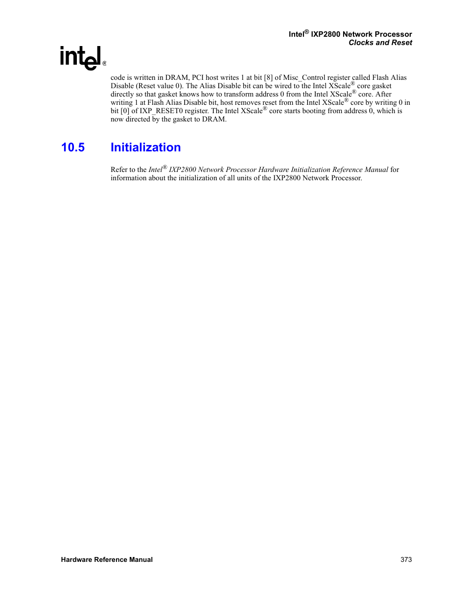 5 initialization | Intel NETWORK PROCESSOR IXP2800 User Manual | Page 373 / 430
