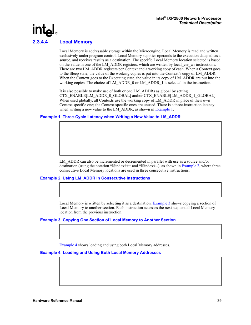 4 local memory, Local memory | Intel NETWORK PROCESSOR IXP2800 User Manual | Page 39 / 430