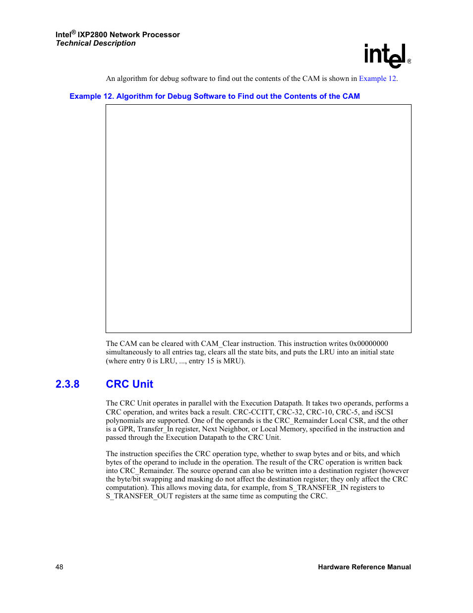 8 crc unit, Crc unit | Intel NETWORK PROCESSOR IXP2800 User Manual | Page 48 / 430