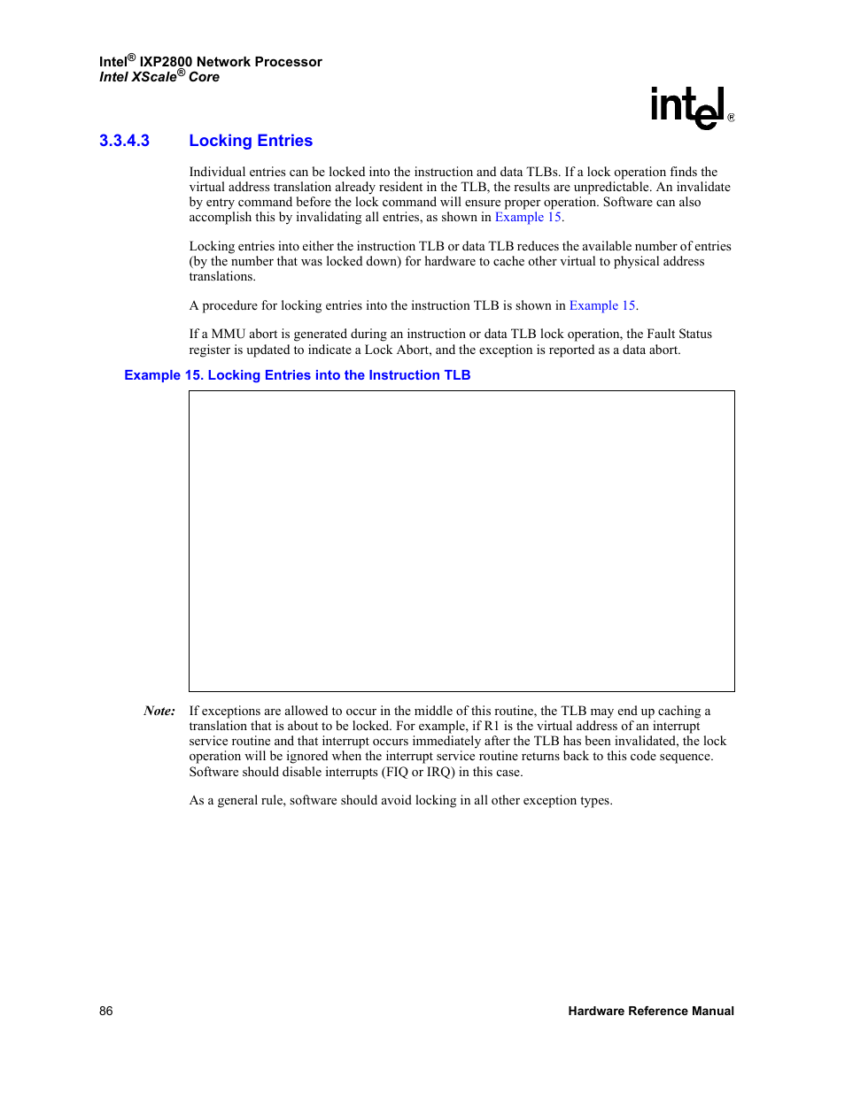 3 locking entries, Locking entries | Intel NETWORK PROCESSOR IXP2800 User Manual | Page 86 / 430