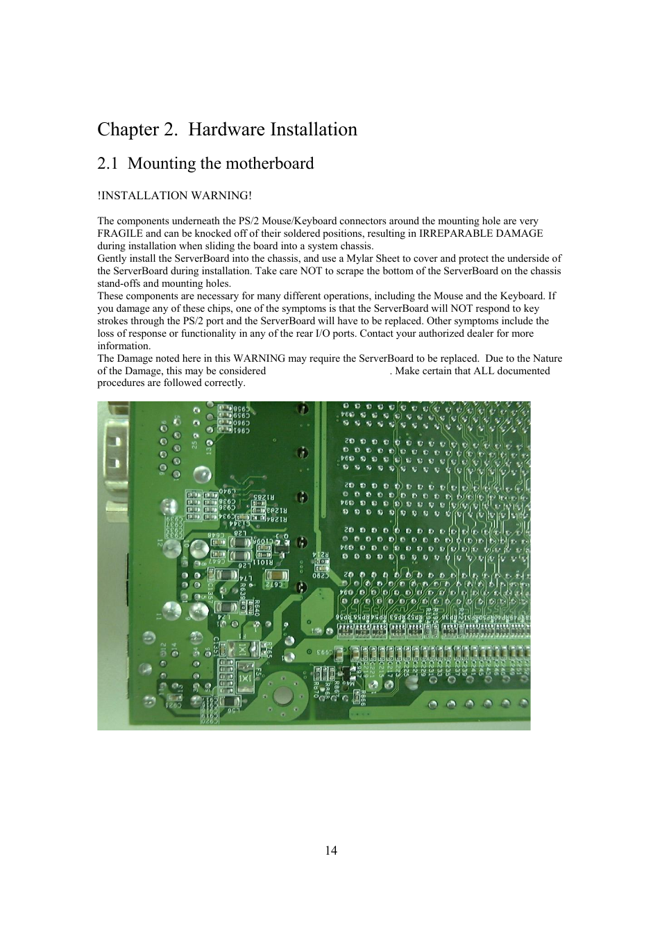 Chapter 2. hardware installation, 1 mounting the motherboard | Intel Arima LH500 User Manual | Page 14 / 78