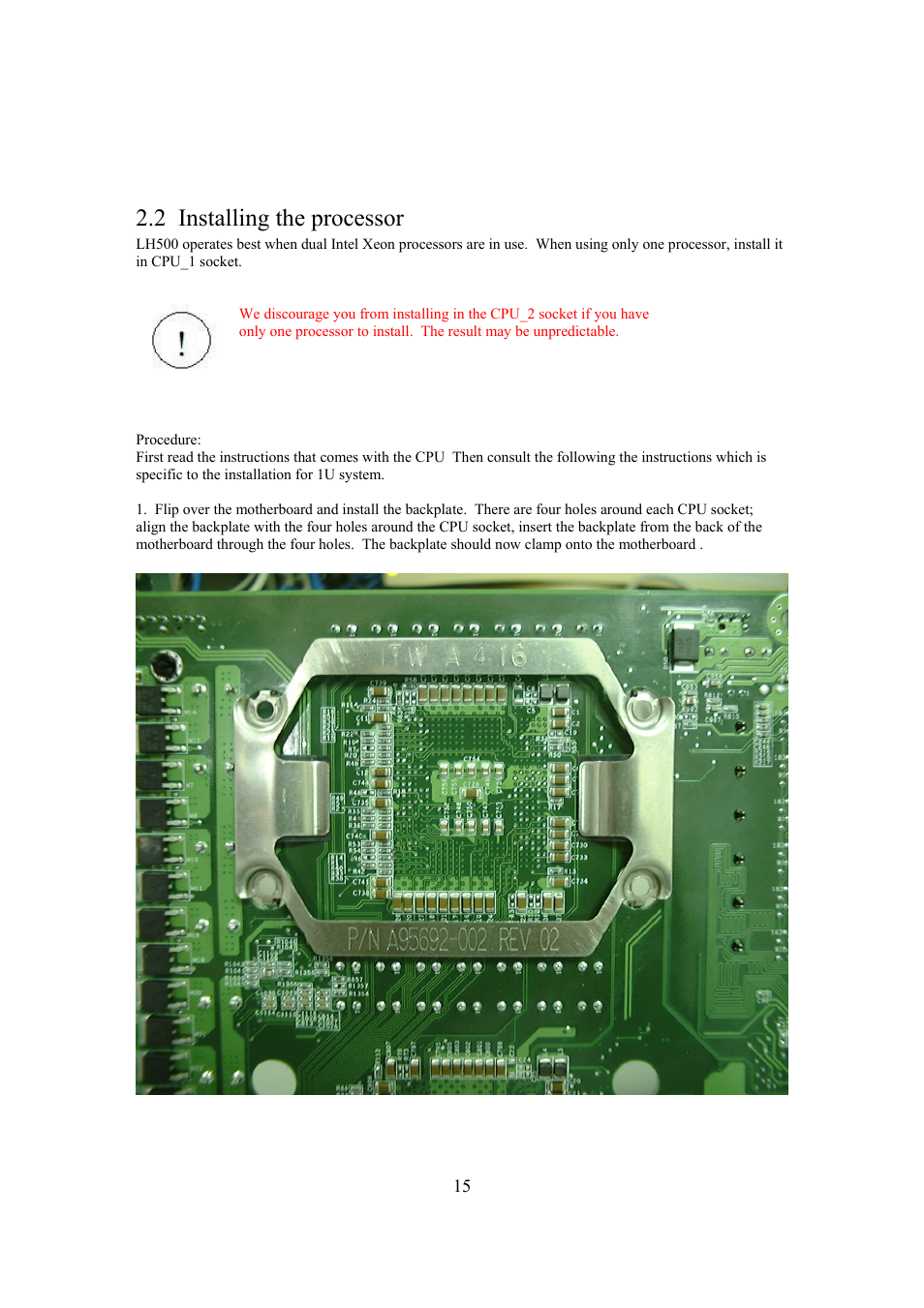 2 installing the processor | Intel Arima LH500 User Manual | Page 15 / 78