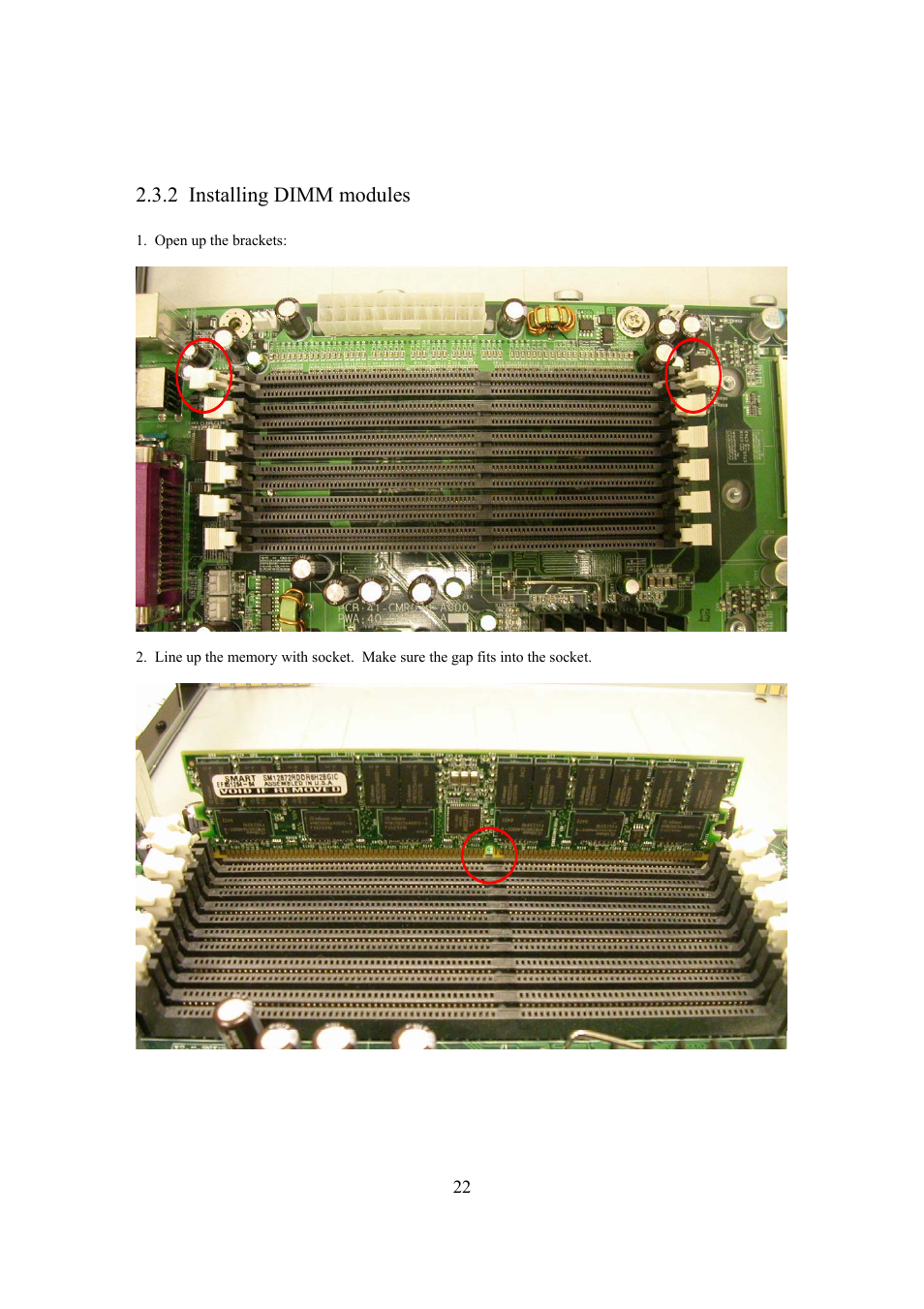 2 installing dimm modules | Intel Arima LH500 User Manual | Page 22 / 78
