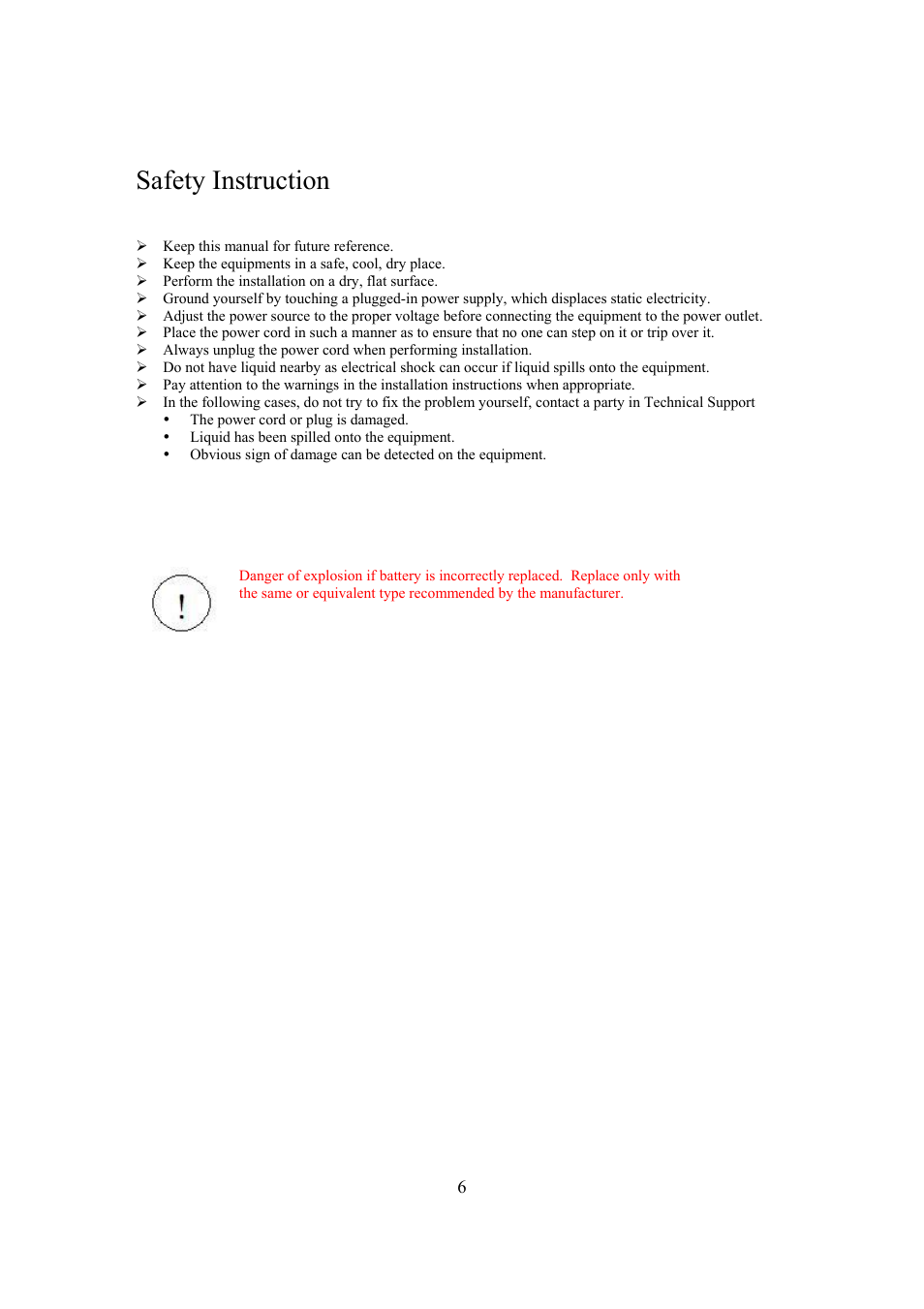 Safety instruction | Intel Arima LH500 User Manual | Page 6 / 78