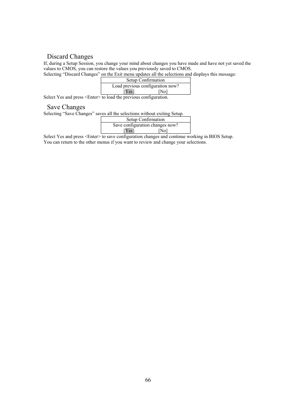 Discard changes, Save changes | Intel Arima LH500 User Manual | Page 66 / 78