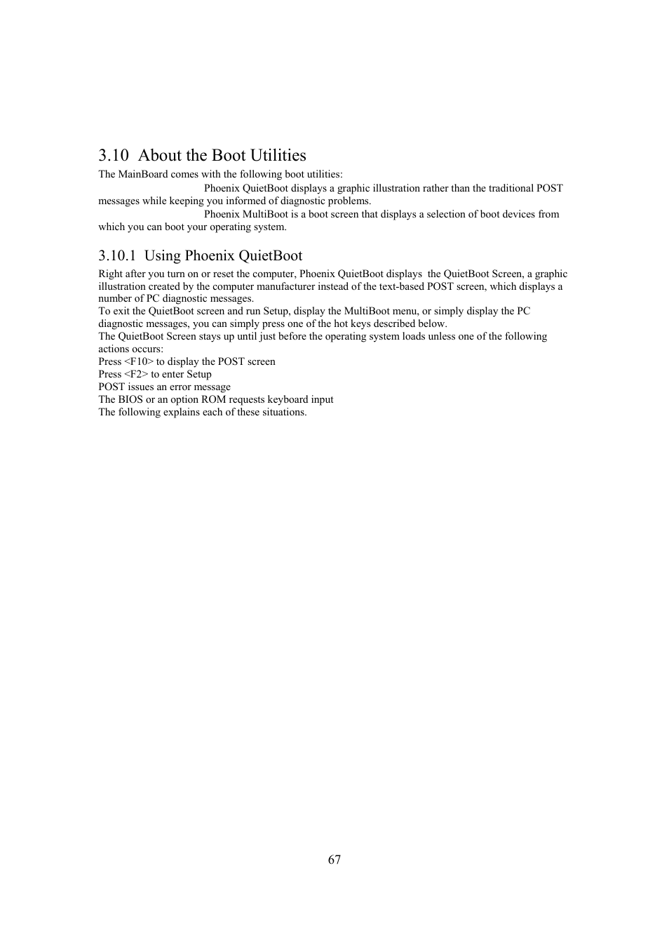 10 about the boot utilities | Intel Arima LH500 User Manual | Page 67 / 78