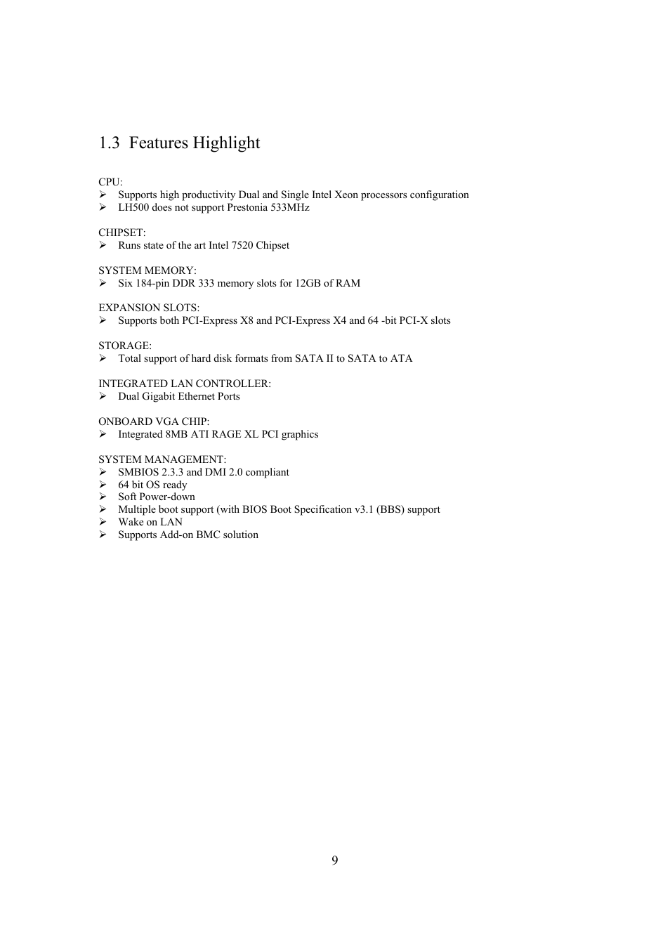 3 features highlight | Intel Arima LH500 User Manual | Page 9 / 78