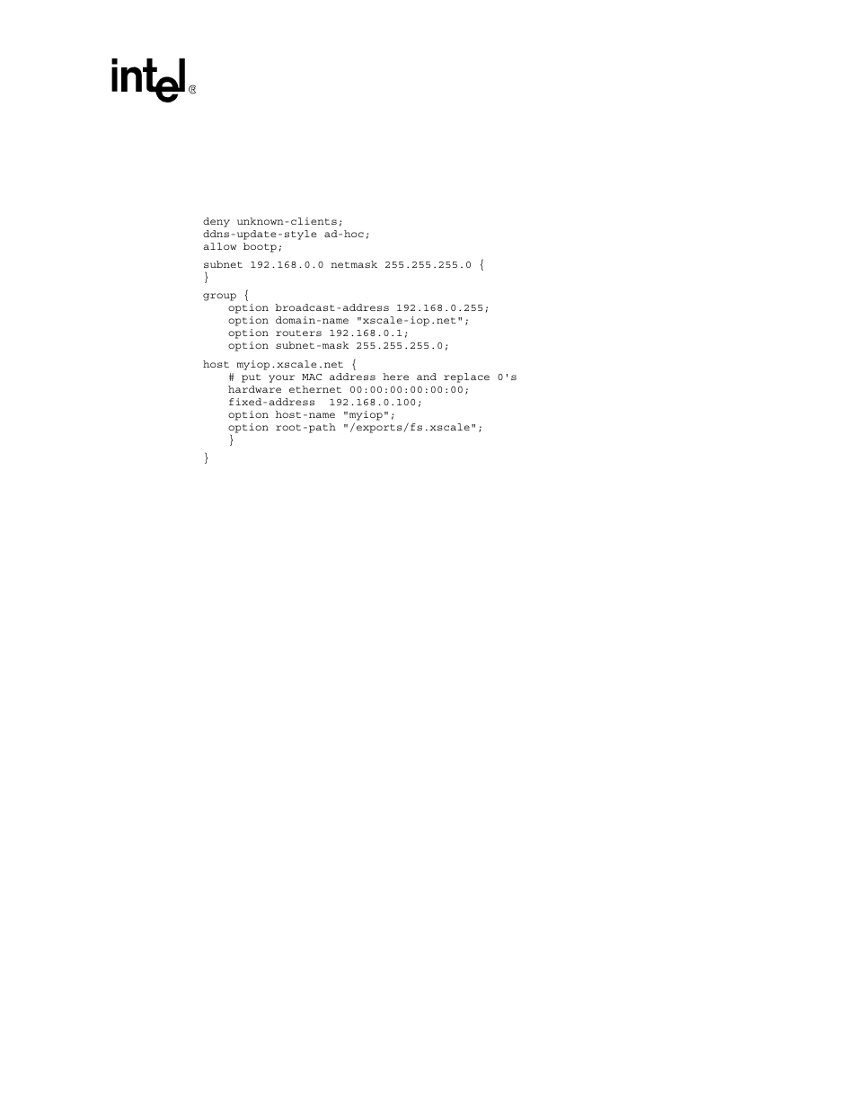 3 dhcpd server setup, Dhcpd server setup | Intel I/O Processor User Manual | Page 9 / 22