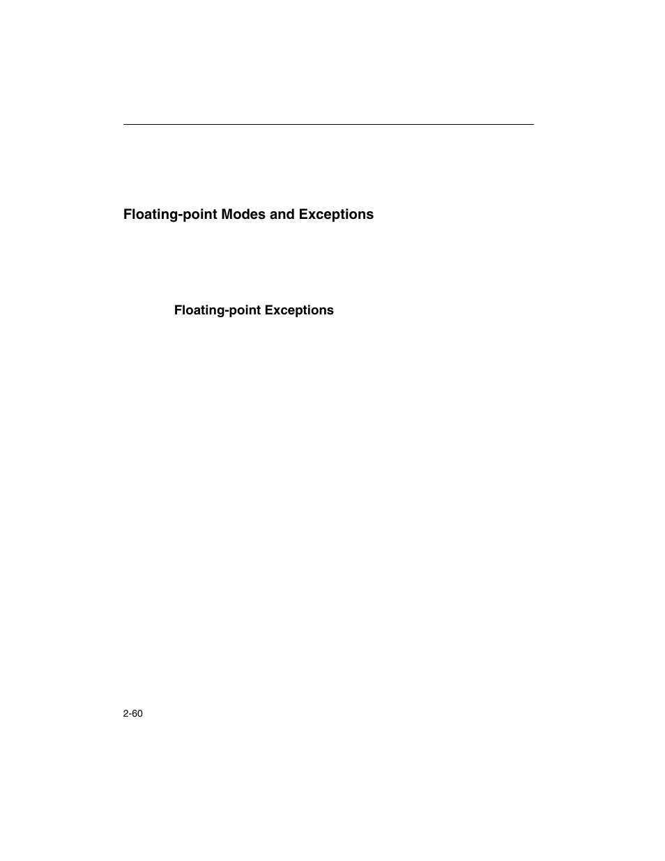 Floating-point modes and exceptions, Floating-point exceptions, Floating-point modes and exceptions -60 | Floating-point exceptions -60 | Intel ARCHITECTURE IA-32 User Manual | Page 132 / 568