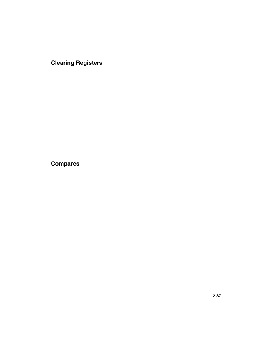 Clearing registers, Compares, Clearing registers -87 compares -87 | Intel ARCHITECTURE IA-32 User Manual | Page 159 / 568