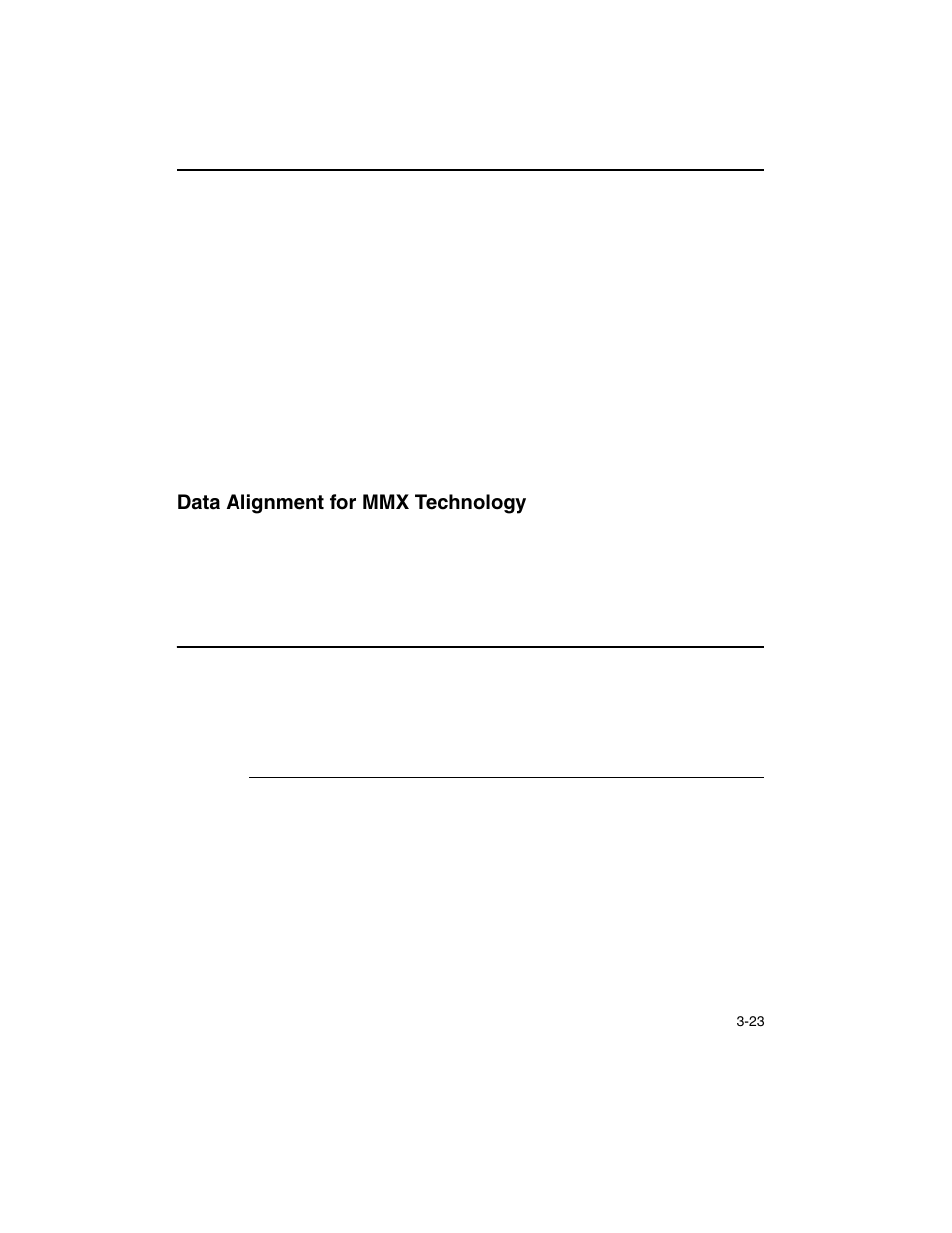 Data alignment for mmx technology, Data alignment for mmx technology -23, Example 3-13 | C algorithm for 64-bit data alignment -23 | Intel ARCHITECTURE IA-32 User Manual | Page 203 / 568