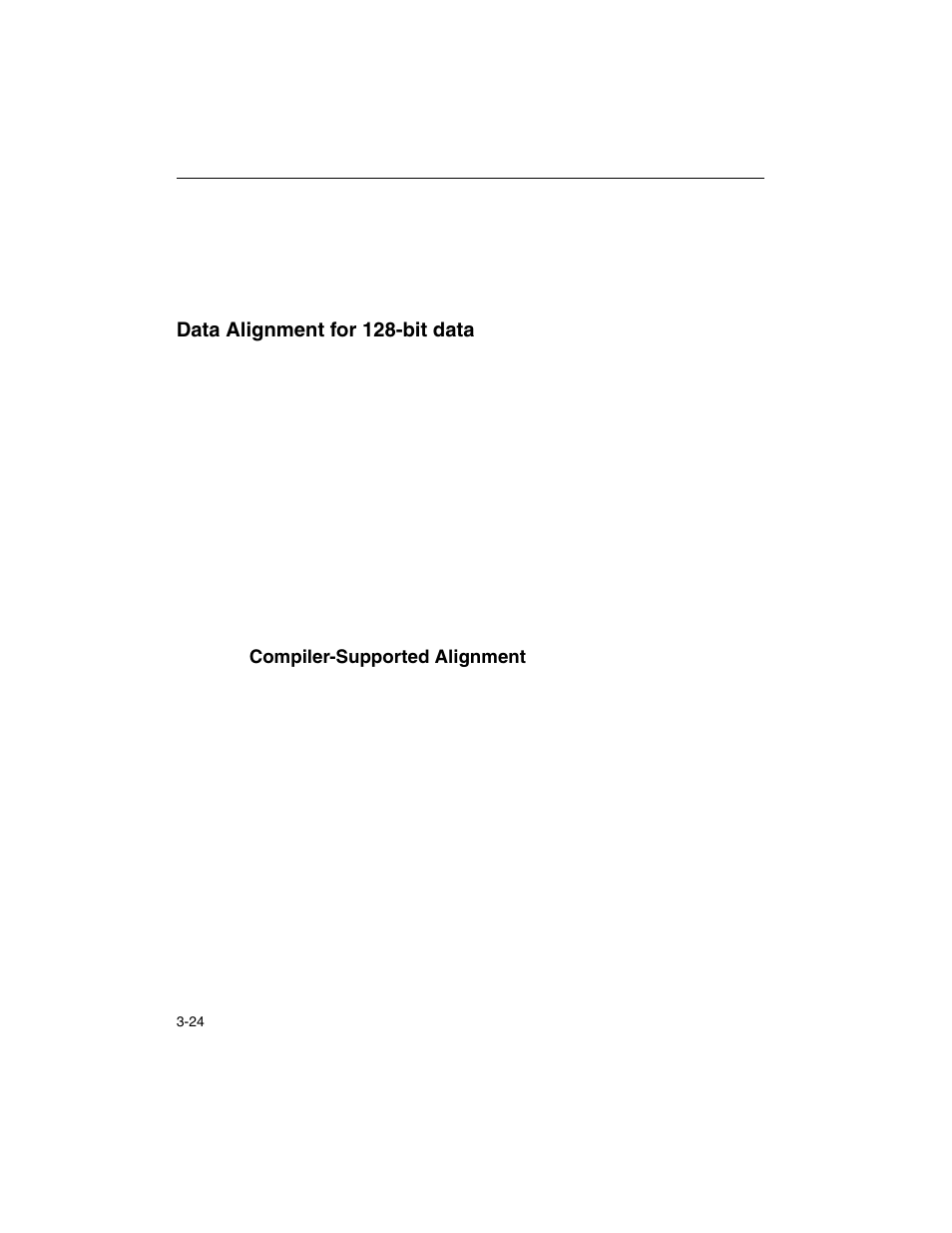 Data alignment for 128-bit data, Compiler-supported alignment, Data alignment for 128-bit data -24 | Compiler-supported alignment -24 | Intel ARCHITECTURE IA-32 User Manual | Page 204 / 568