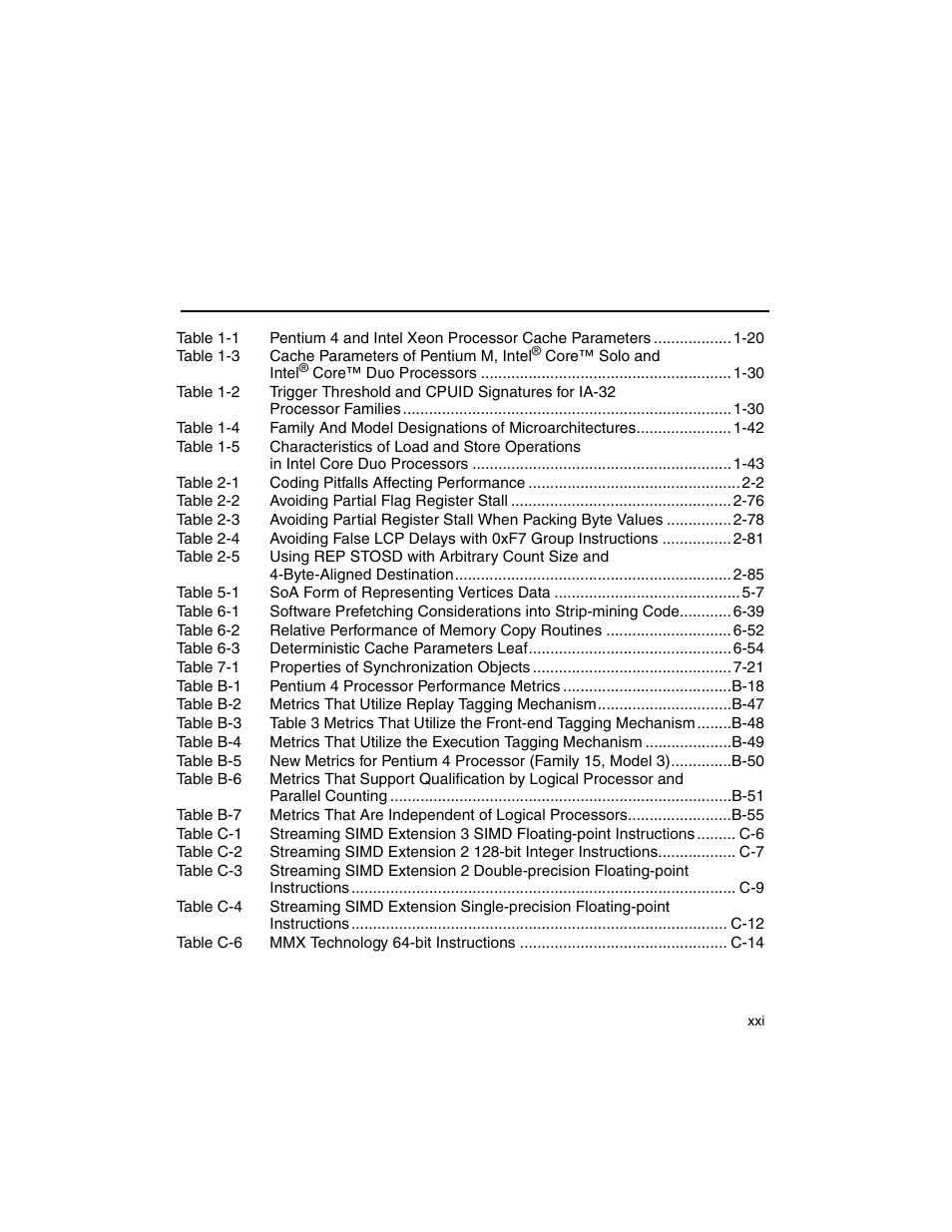 Tables | Intel ARCHITECTURE IA-32 User Manual | Page 21 / 568