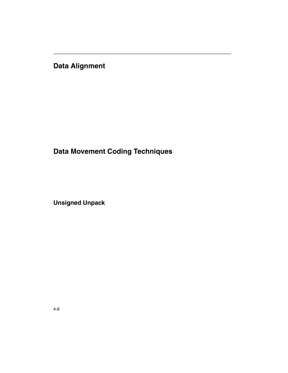 Data alignment, Data movement coding techniques, Unsigned unpack | Unsigned unpack -6 | Intel ARCHITECTURE IA-32 User Manual | Page 226 / 568