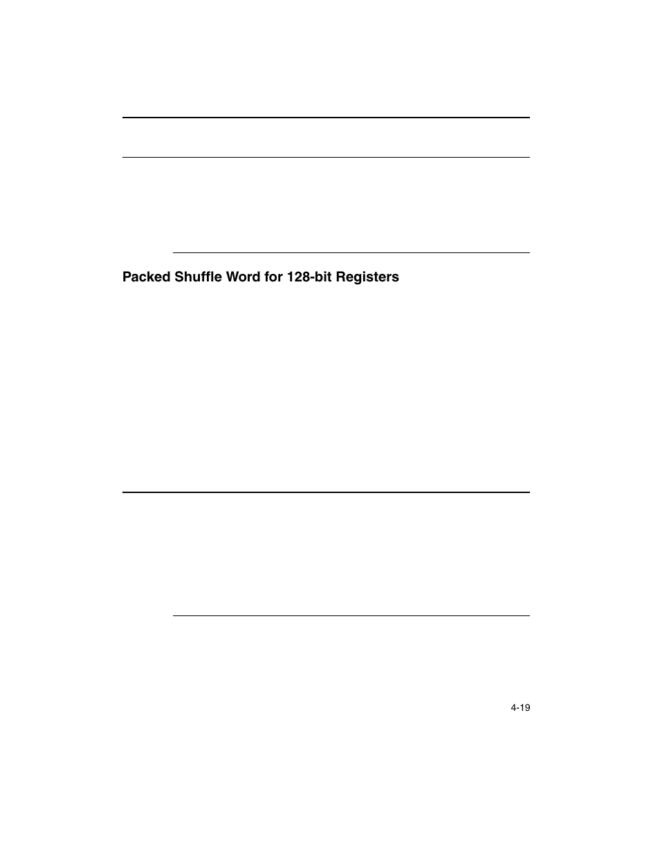 Packed shuffle word for 128-bit registers, Packed shuffle word for 128-bit registers -19, Example 4-12 | Broadcast using 2 instructions -19, Example 4-11, Pshuf instruction code -19 | Intel ARCHITECTURE IA-32 User Manual | Page 239 / 568