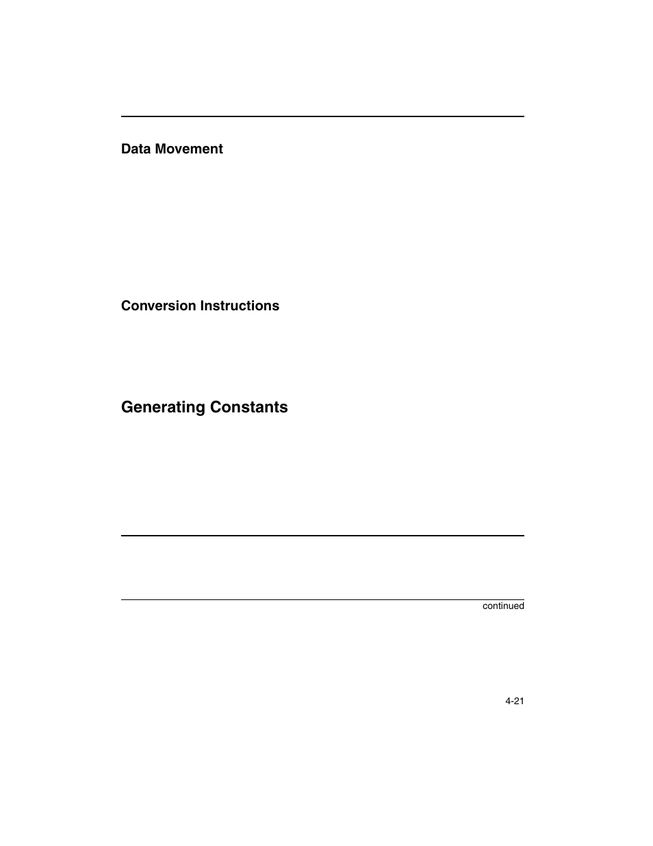 Data movement, Conversion instructions, Generating constants | Data movement -21 conversion instructions -21, Generating constants -21, Example 4-15 | Intel ARCHITECTURE IA-32 User Manual | Page 241 / 568