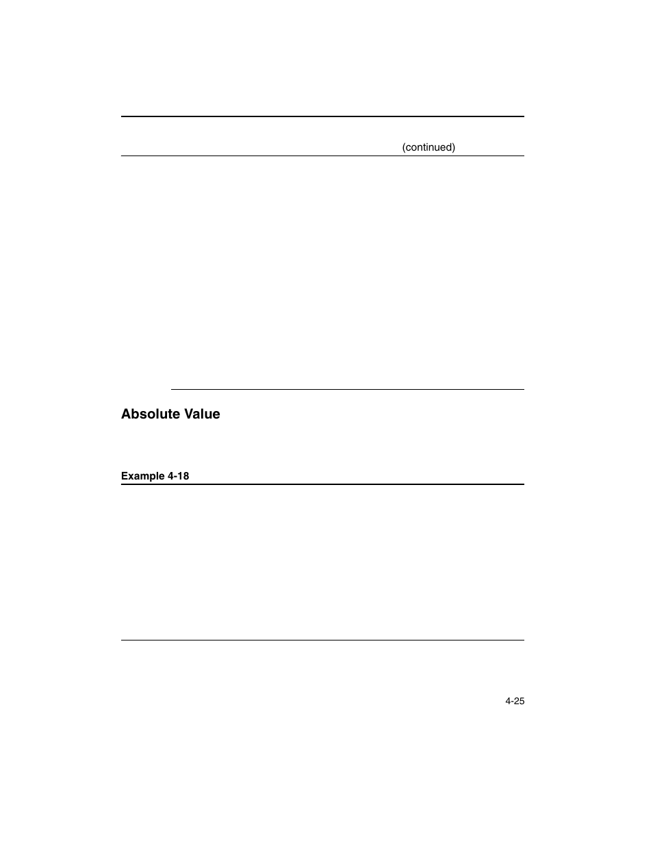 Absolute value, Absolute value -25, Example 4-18 | Computing absolute value -25 | Intel ARCHITECTURE IA-32 User Manual | Page 245 / 568