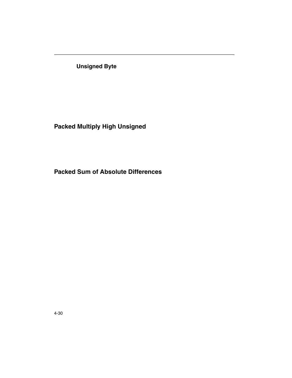 Unsigned byte, Packed multiply high unsigned, Packed sum of absolute differences | Unsigned byte -30 | Intel ARCHITECTURE IA-32 User Manual | Page 250 / 568