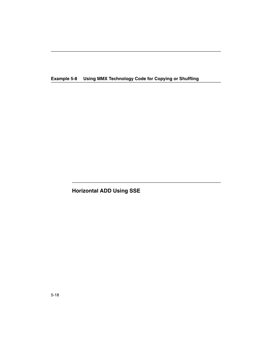 Horizontal add using sse, Horizontal add using sse -18, Example 5-8 | Intel ARCHITECTURE IA-32 User Manual | Page 280 / 568