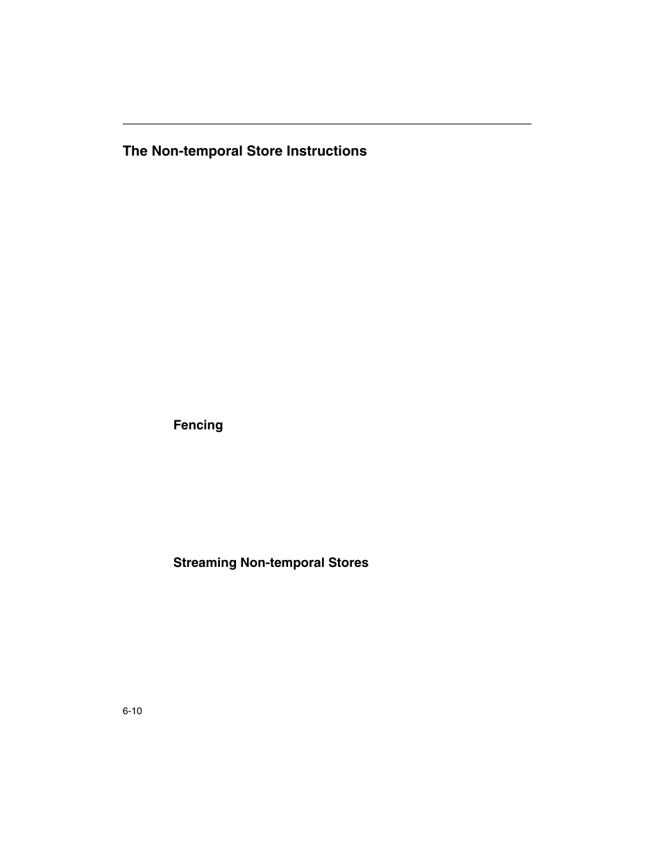 The non-temporal store instructions, Fencing, Streaming non-temporal stores | The non-temporal store instructions -10, Fencing -10 streaming non-temporal stores -10 | Intel ARCHITECTURE IA-32 User Manual | Page 300 / 568