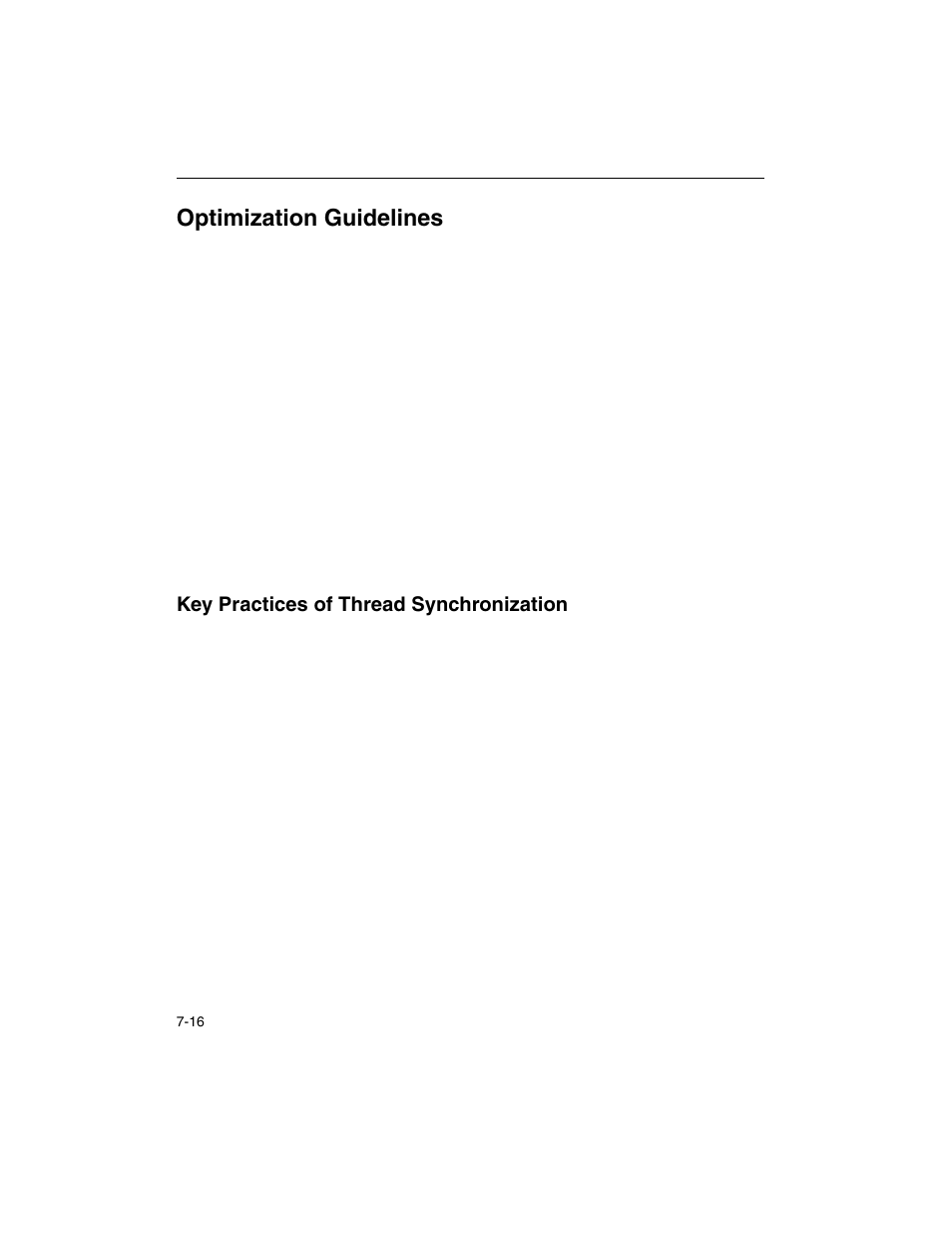 Optimization guidelines, Key practices of thread synchronization, Optimization guidelines -16 | Key practices of thread synchronization -16 | Intel ARCHITECTURE IA-32 User Manual | Page 362 / 568