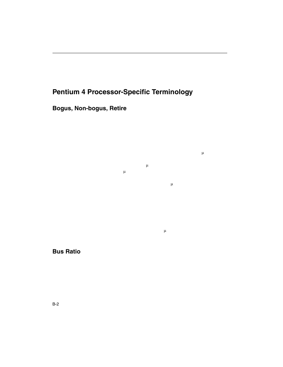 Pentium 4 processor-specific terminology, Bogus, non-bogus, retire, Bus ratio | Intel ARCHITECTURE IA-32 User Manual | Page 456 / 568