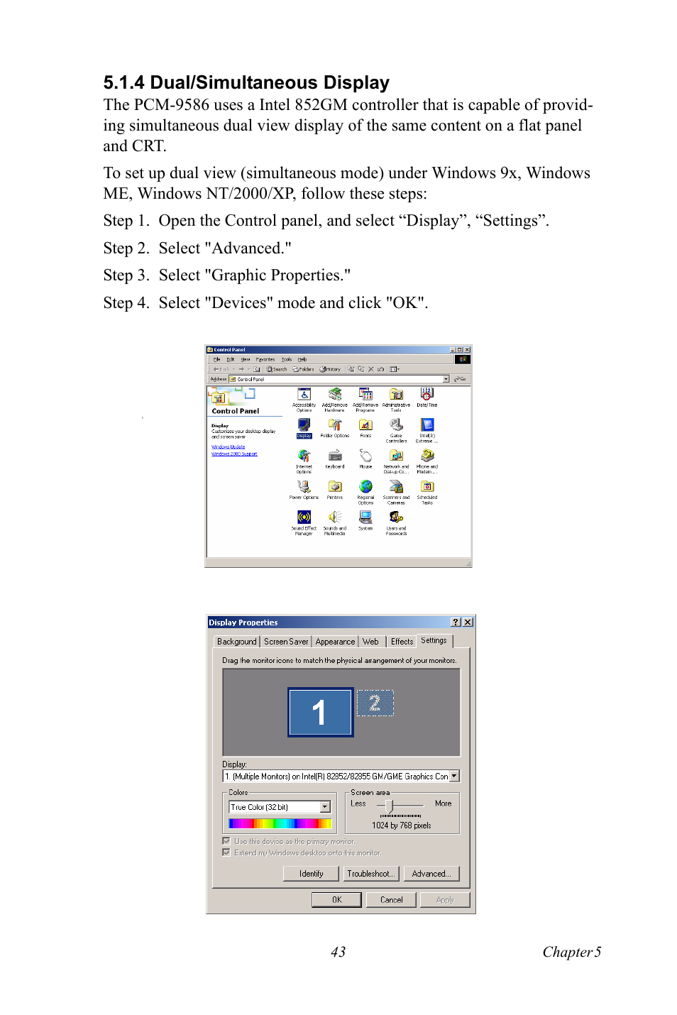 4 dual/simultaneous display, Dual/simultaneous display | Intel M600 User Manual | Page 53 / 110