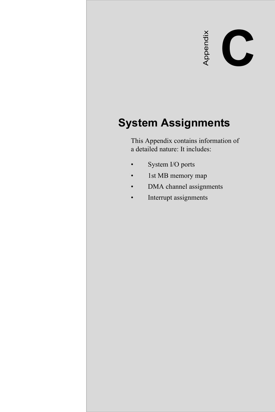 System assignments | Intel M600 User Manual | Page 99 / 110