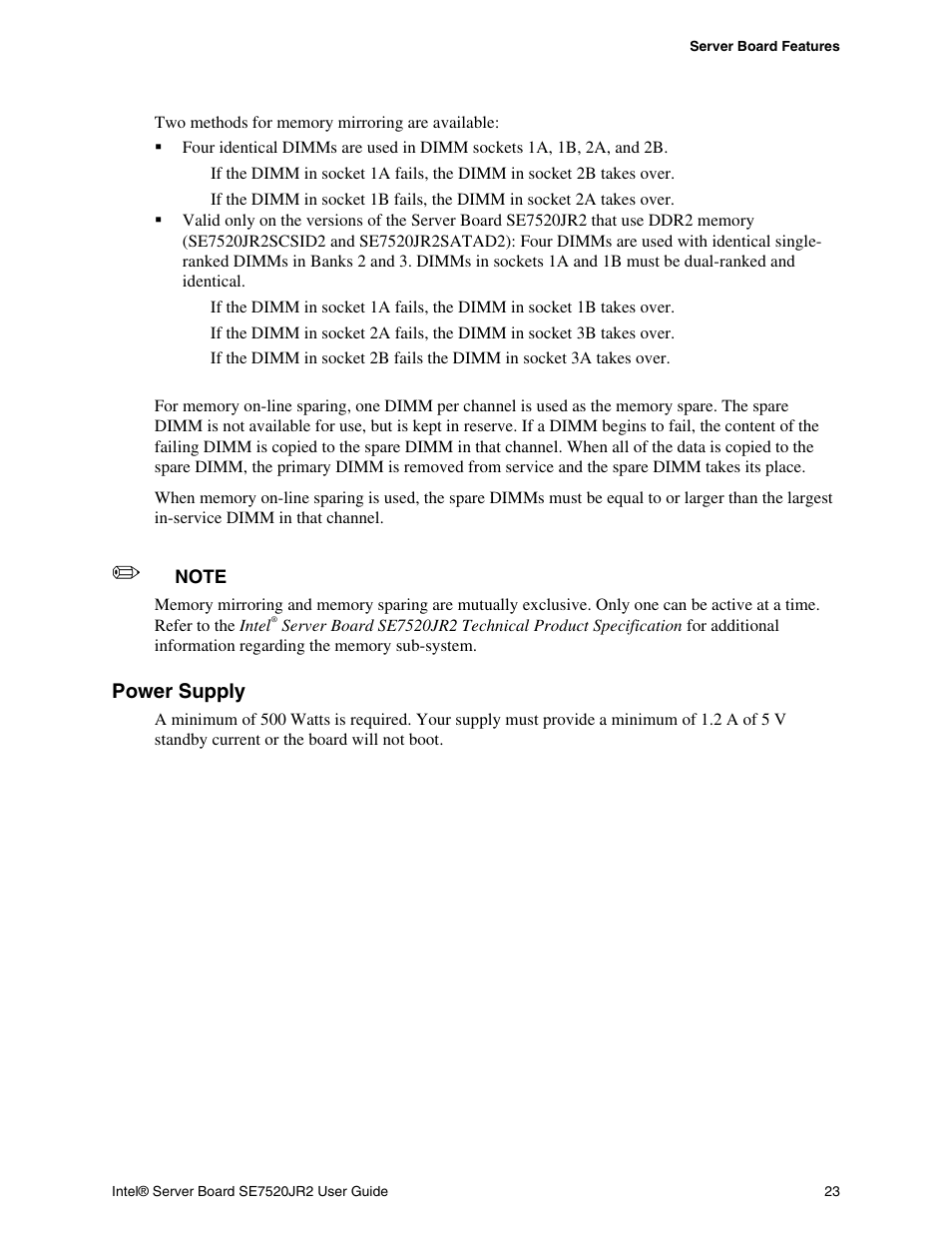 Power supply | Intel SE7520JR2 User Manual | Page 23 / 63